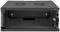 Schwarzes Netzwerkschrankgehäuse mit zwei Lüftungslöchern oben und Glastür mit Schloss vorne, geeignet zur Geräteaufbewahrung.