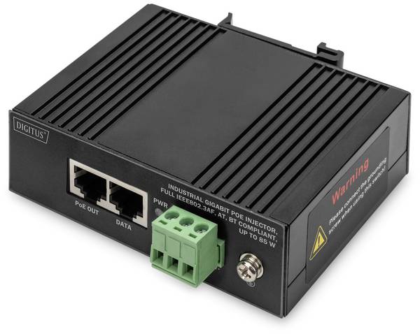 Digitus DN-651141 PoE Injektor 10 / 100 / 1000 MBit/s IEEE 802.3af (12.95 W), IEEE 802.3at (25.5 W), IEEE 802.3bt, IEEE802.3at (30 W), IEEE802.3af (15.4 W)