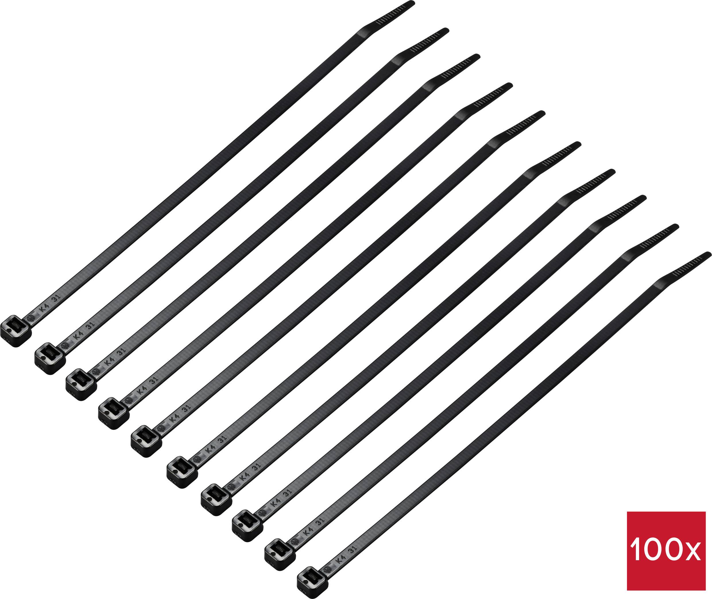 TRU COMPONENTS TC-12523668 Solarkabelbinder 200 mm 4.6 mm Sort 100 stk