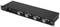 Ein schwarzes Audiogerät mit mehreren Eingangs- und Ausgangsanschlüssen auf der Vorderseite, darunter XLR- und MIDI-Ports.