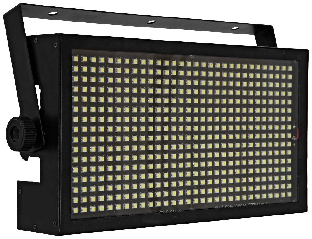 Rechteckiger LED-Lichtscheinwerfer in Schwarz mit einem Gitter aus gelben Lämpchen, geeignet für Bühneneffekte und Beleuchtung.