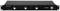 Ein schwarzfarbener Rack-Mixer mit drei zentralen Drehknöpfen und einem Power-Schalter rechts, geeignet für Audiogeräte.