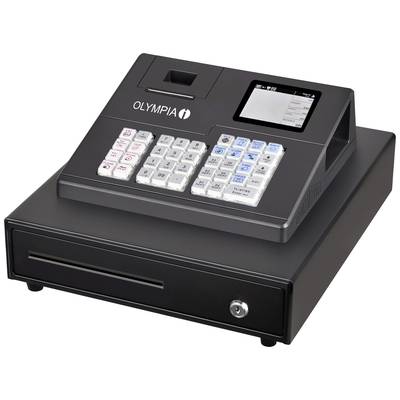 Registrierkasse mit Tastenfeld und Display, geeignet für den Einsatz im Einzelhandel zur Verarbeitung von Verkaufsdaten.