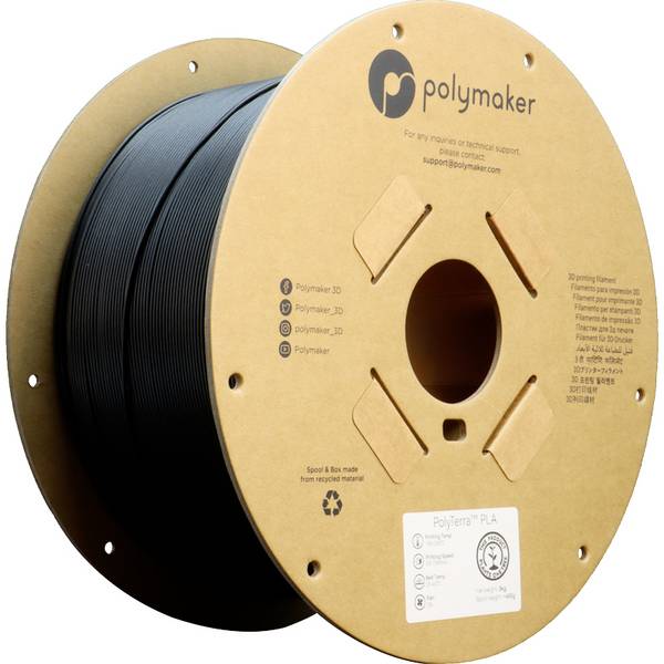 Polymaker PA04007 Charcoal Black Filament PLA Matt geringerer Kunststoffgehalt 1.75 mm 3000 g Schwarz (matt) PolyTerra™ PLA 1 St.