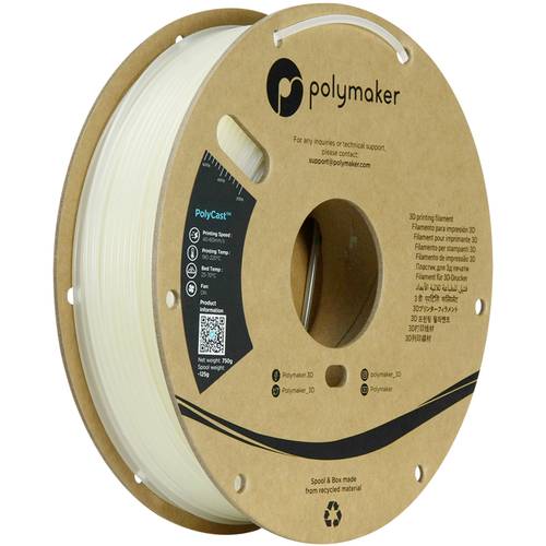 Polymaker PJ03002 Filament PolyCast Feinguss-/Wachsausschmelzverfahren 2.85 mm 750 g Natur PolyCast™ 1 St.