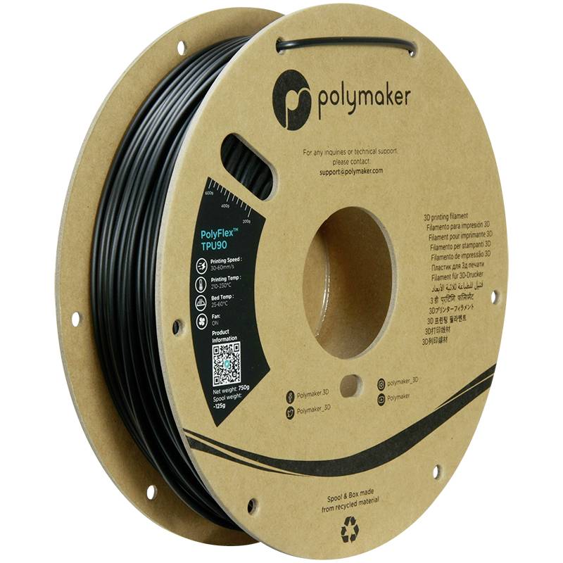 Polymaker PD02006 TPU90 Filament TPU Flexibel 2.85 mm 750 g Zwart PolyFlex&#8482; 1 stuk(s)