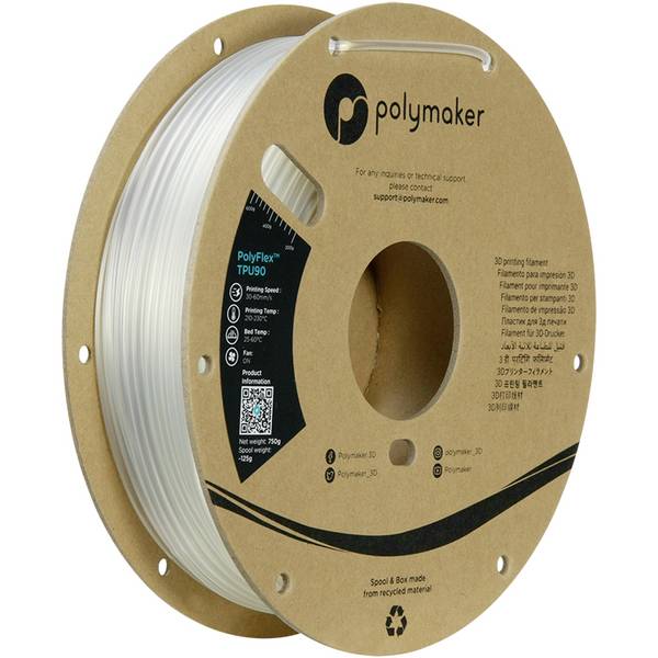 Polymaker PD02009 TPU90 Filament TPU flexibel 2.85 mm 750 g Klar PolyFlex™ 1 St.