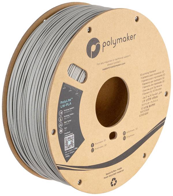 Polymaker PA08003 PA08003 Filament LW-PLA Matt, Geringe Dichte 1.75 mm 800 g Grau PolyLite™ 1 St.