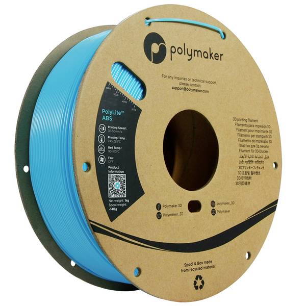 Polymaker PE01031 PE01031 Filament ABS hitzebeständig, schlagfest, geruchsarm 1.75 mm 1000 g Hellblau PolyLite™ 1 St.