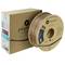Spule mit 3D-Drucker-Filament in Braun, daneben die Verpackung der Marke Polymaker.