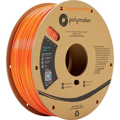 Polymaker PF01007 Orange Filament ASA UV-beständig, witterungsbeständig, hitzebeständig, schlagfest 1.75 mm 1000 g Orang...