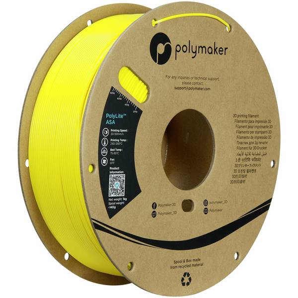 Polymaker PF01031 Yellow Filament ASA UV-beständig, witterungsbeständig, hitzebeständig, schlagfest 1.75 mm 1000 g Gelb PolyLite™ 1 St.