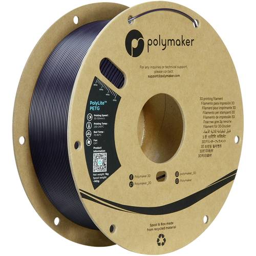 Polymaker PB01057 6938936713791 Filament PETG hitzebeständig, hohe Zugfestigkeit 1.75 mm 1000 g Dunkellila PolyLite™ 1 S...