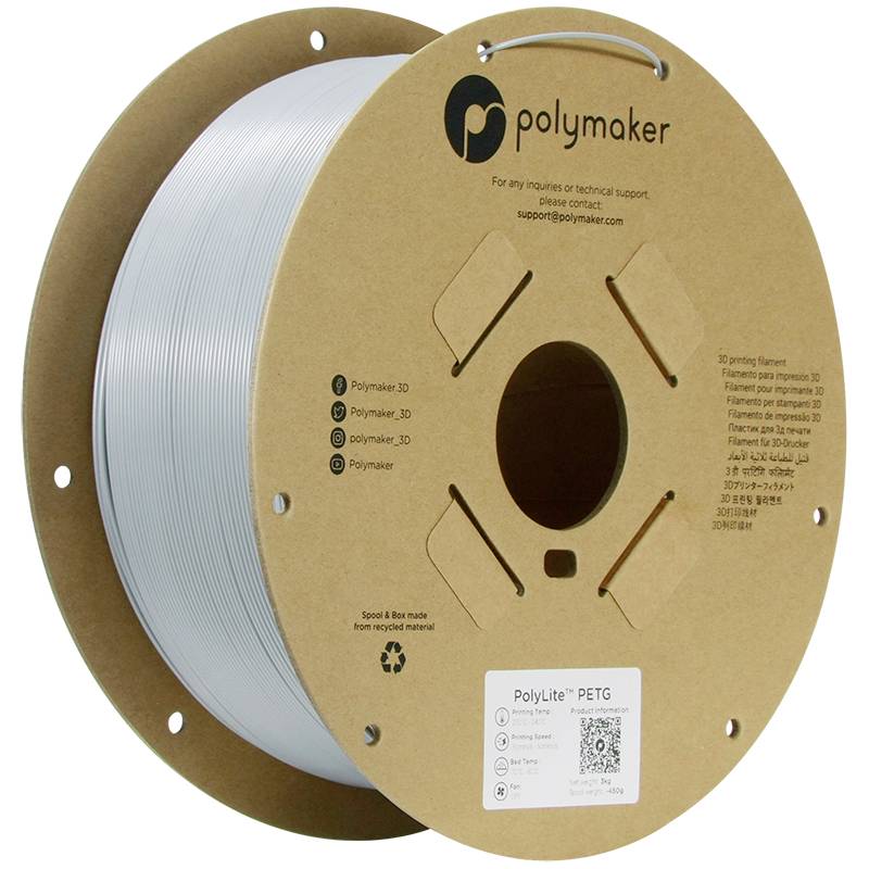 Polymaker PB01053 6938936709336 Filament PETG Hittebestendig, Hoge treksterkte 1.75 mm 3000 g Grijs PolyLite™ 1 stuk(s)