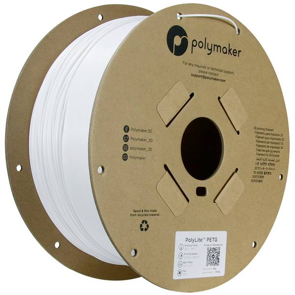 Polymaker PB01052 PB01052 Filament PETG hitzebeständig, hohe Zugfestigkeit 1.75 mm 3000 g Weiß PolyLite™ 1 St.