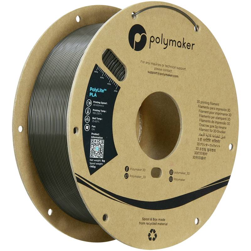 Polymaker PA02095 6938936713692 Filament PLA kunststof Hoge stijfheid, Hoge treksterkte 1.75 mm 1000 g Donkergrijsgroen PolyLite™ 1 stuk(s)