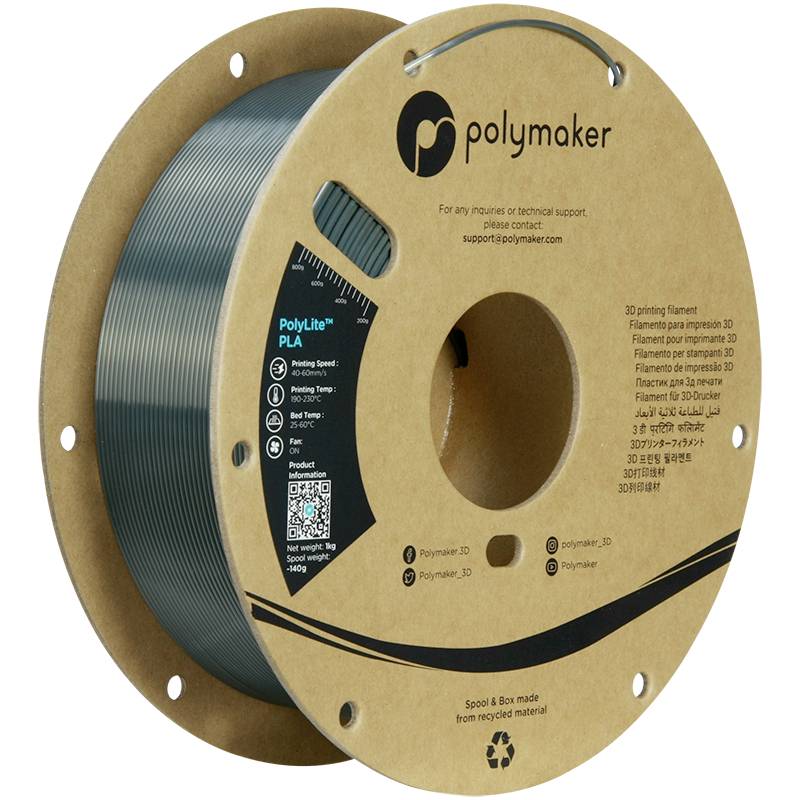 Polymaker PA03036 Silk Filament PLA zijdeglans Hoge stijfheid, Hoge treksterkte 1.75 mm 1000 g Gun Metal Gray PolyLite™ 1 stuk(s)