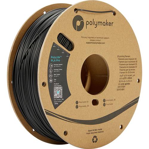 Polymaker PA07001 6938936709619 Filament PLA Pro hohe Steifigkeit, schlagfest 1.75 mm 1000 Schwarz PolyLite™ 1 St.