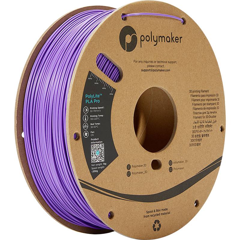 Polymaker PA07011 6938936710363 Filament PLA Pro Hoge stijfheid, Slagvast 1.75 mm 1000 g Lila PolyLite™ 1 stuk(s)