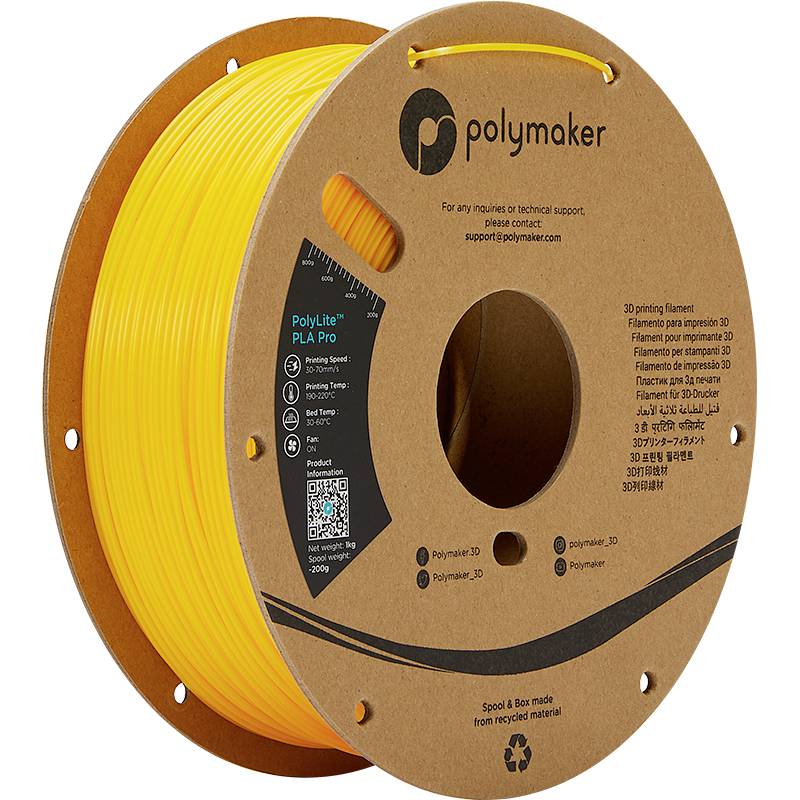 Polymaker PA07009 6938936710349 Filament PLA Pro Hoge stijfheid, Slagvast 1.75 mm 1000 g Geel PolyLite™ 1 stuk(s)