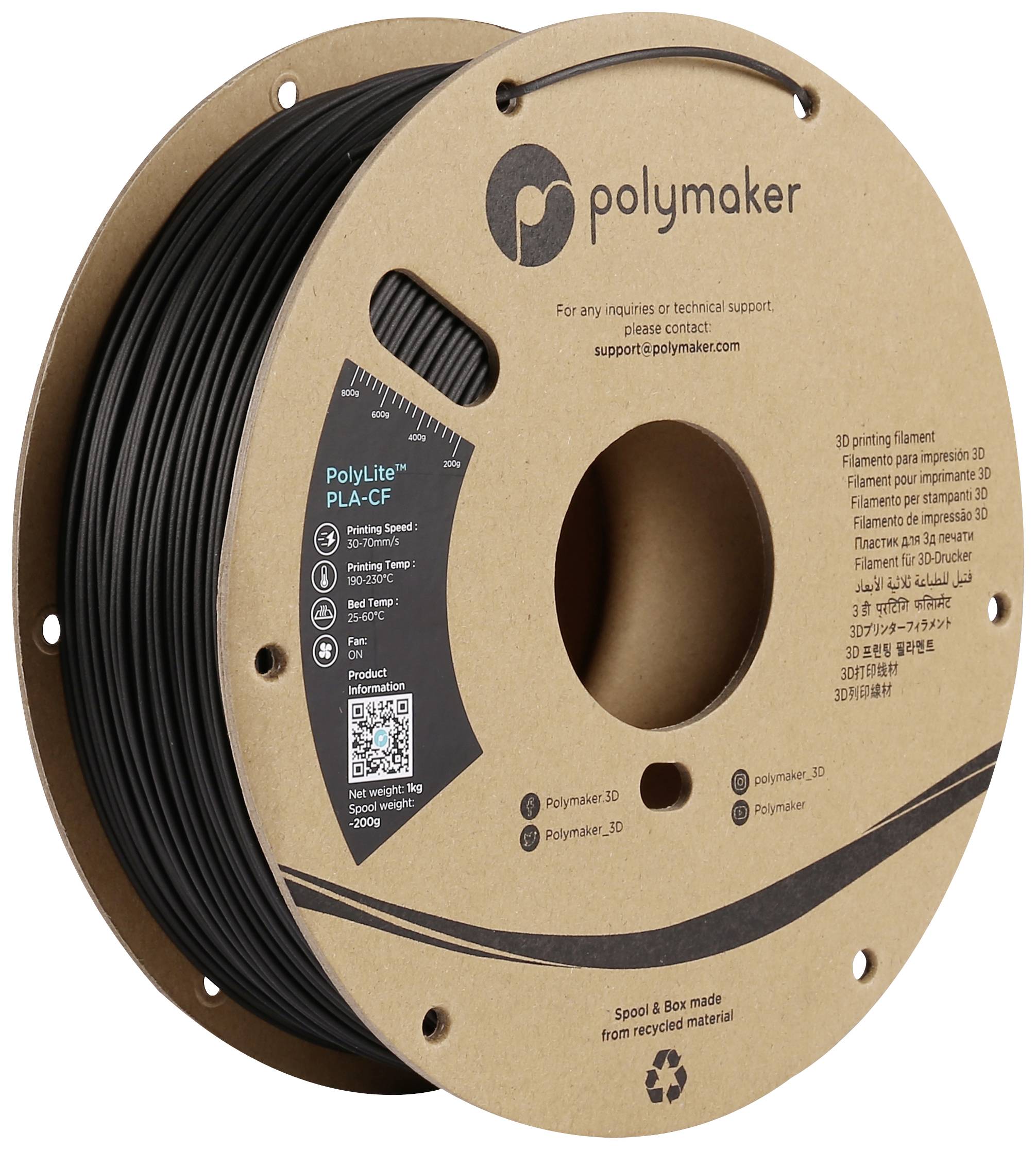 Polymaker PA10001 3D-Druckmaterial Polyacticsäure (PLA) Schwarz 1 kg (PA10001)