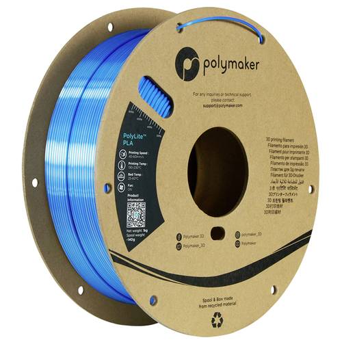 Polymaker PA03024 Dual Silk Filament PLA-Seide Mehrfarbig, Seidig glänzend 1.75 mm 1000 g Beluga, Silber, Blau PolyLite™...