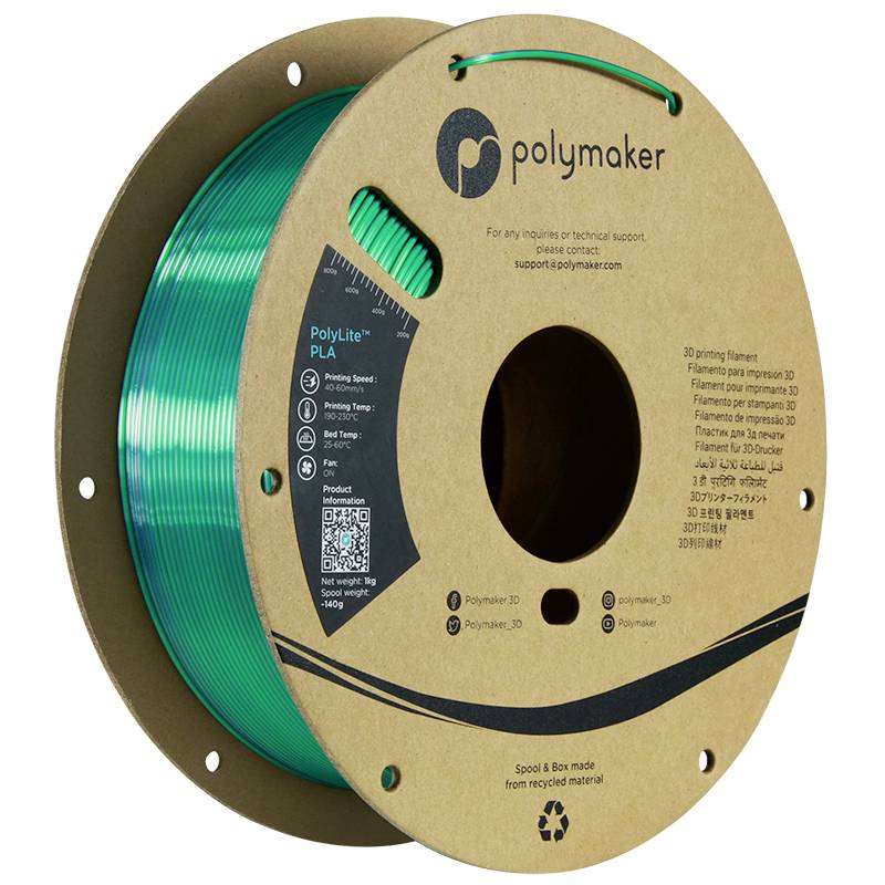Polymaker PA03028 Dual Silk Filament PLA zijdeglans Meerkleurig, Zijdeglans 1.75 mm 1000 g Jadeite, Groen, Chroom PolyLite™ 1 stuk(s)