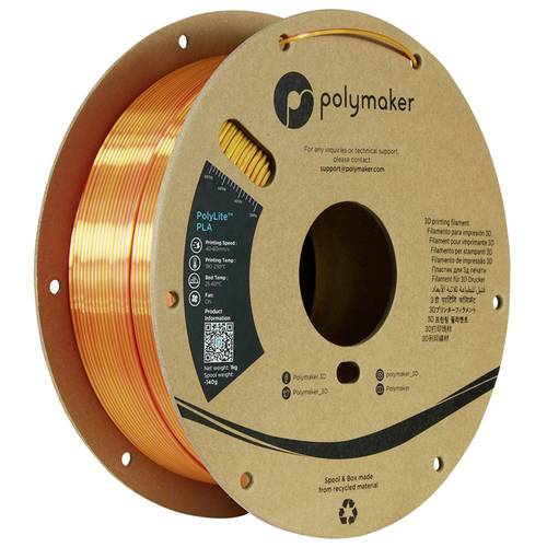 Polymaker PA03030 Dual Silk Filament PLA-Seide Mehrfarbig, Seidig glänzend 1.75 mm 1000 g Sunset, Gold, Rot PolyLite™ 1 ...