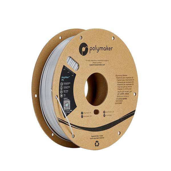 Polymaker PC02005  Filament PC (Polycarbonat) schlagfest, hitzebeständig 1.75 mm 750 g Grau PolyMax™ 1 St.