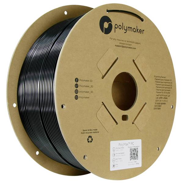 Polymaker PC02009  Filament PC (Polycarbonat) schlagfest, hitzebeständig 2.85 mm 3000 g Schwarz PolyMax™ 1 St.
