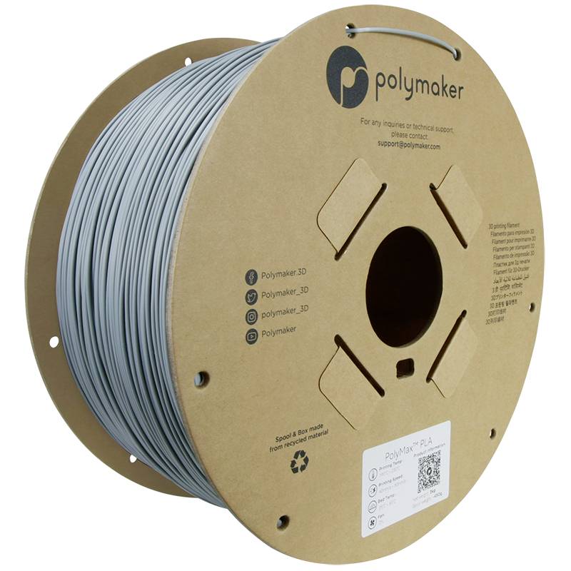 Polymaker PA06025 6938936712725 Filament Tough PLA Slagvast 1.75 mm 3000 g Grijs PolyMax™ 1 stuk(s)