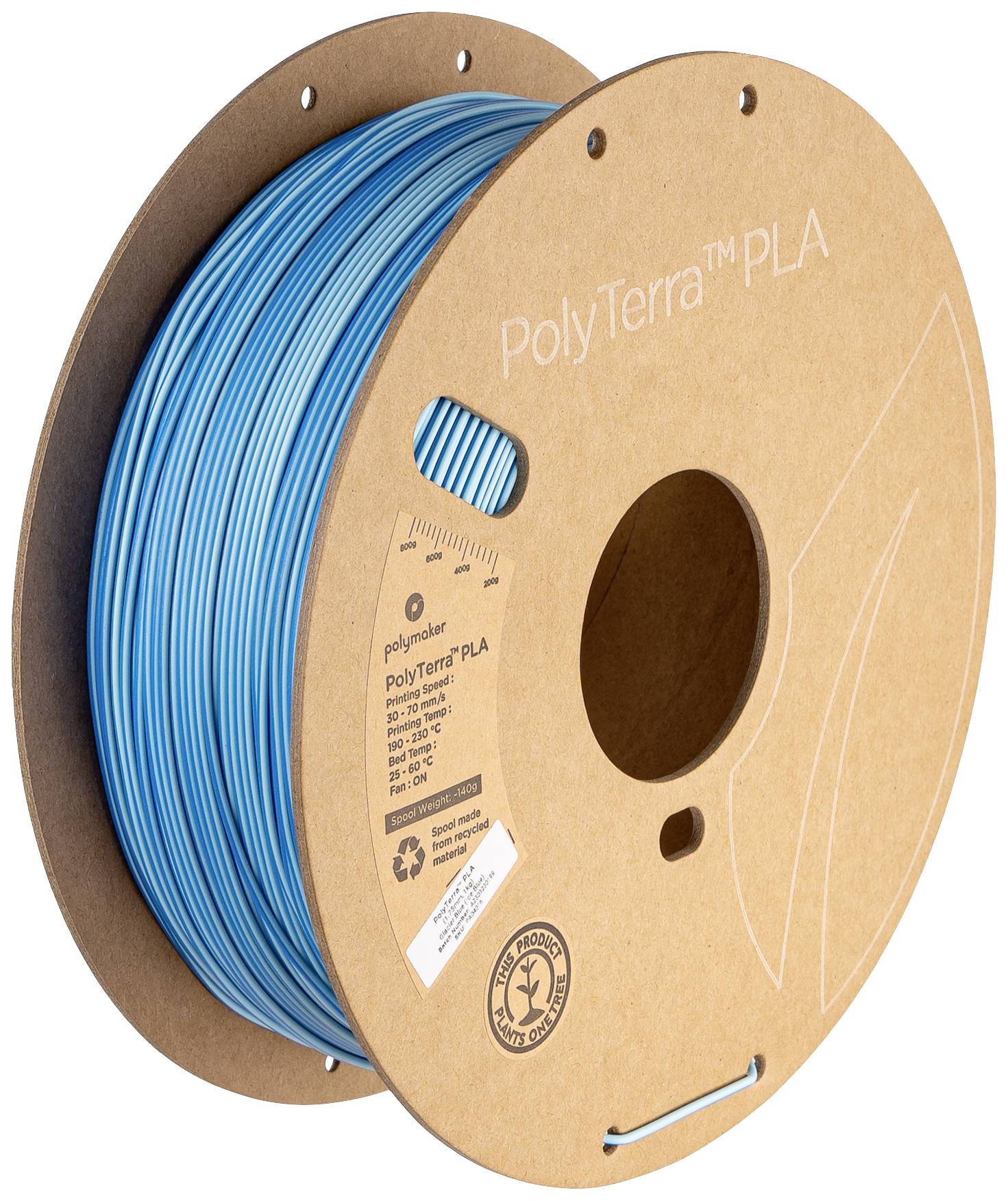 Polymaker PA04016 Dual Filament PLA kunststof Gering kunststofgehalte, Mat 1.75 mm 1000 g Glacier, Ice, Blue PolyTerra™ 1 stuk(s)