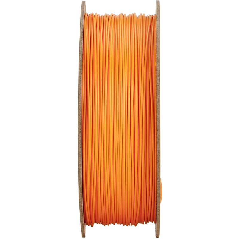 Eine Rolle mit orangefarbenem Filament, häufig verwendet für 3D-Drucker.