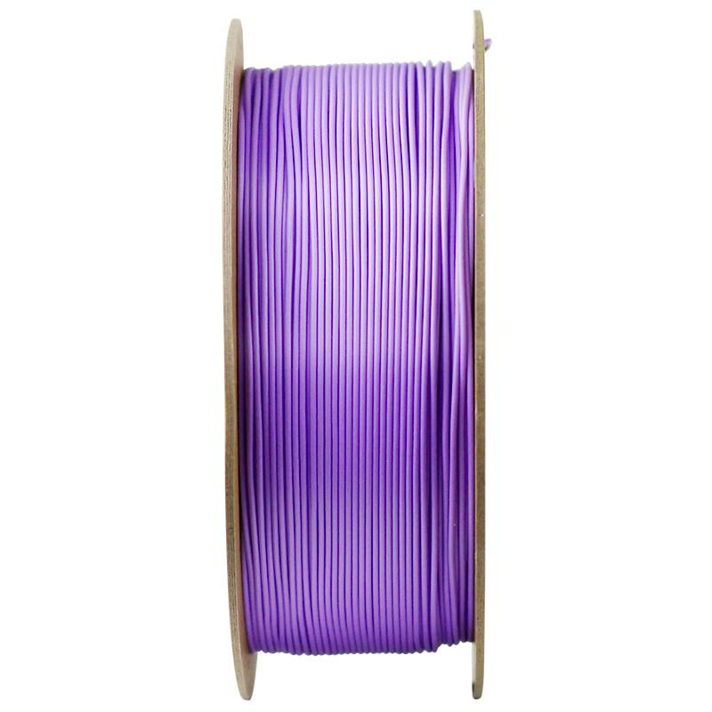 Lila farbene 3D-Drucker-Filamentspule, vertikal dargestellt.