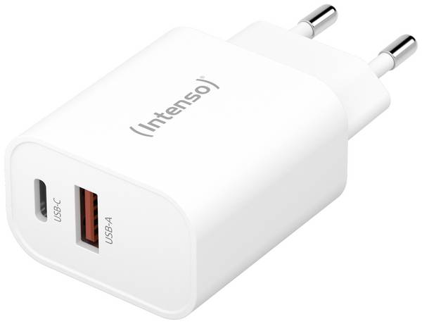 Intenso W30AC USB Ladegerät 30 W 1x USB-A, 1x USB-C® Weiß Innenbereich USB Power Delivery (USB-PD)