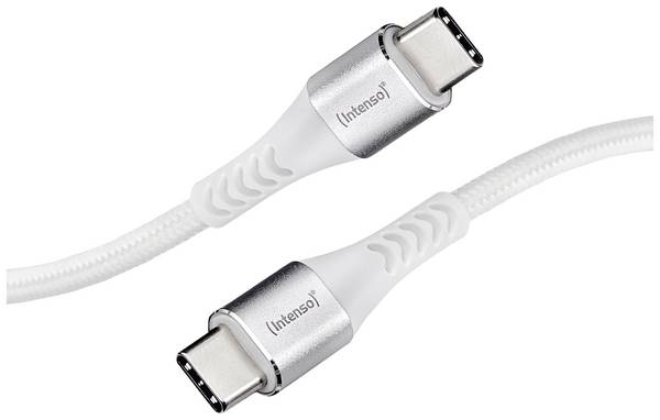 Intenso USB-Kabel USB 2.0 USB-C® Stecker, USB-C® Stecker 1.50 m Weiß Stoff-Ummantelung 7901002