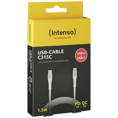 'Intenso' USB-C-Kabelverpackung, 1,5 m, geeignet für Power Delivery (PD) 3.0 und Quick Charge (QC) 4.0. Lade-/Datenkabel.