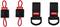 Zwei rote Schlaufen mit schwarzen Halterungen, daneben zwei schwarze Halterungen mit Schlaufen und D-Ringen, alle mit 'KNIPEX'-Label.