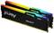 Zwei RAM-Module der Marke Kingston Fury mit RGB-Beleuchtung und der Bezeichnung 'Beast' auf einem Modul. Sie sind DDR5-RAMs.