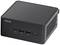 Ein schwarzer Mini-PC von ASUS mit gebürstetem Metallgehäuse, USB-Anschlüssen vorne und einem Netzschalter in der unteren rechten Ecke.