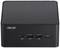 Ein kompakter, schwarzer ASUS Mini-PC mit drei USB-Anschlüssen, einem USB-C-Port und einem Netzschalter an der Vorderseite.