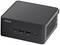 Ein schwarzer Mini-PC von Asus mit zwei USB-Anschlüssen und einem Netzschalter an der Vorderseite.