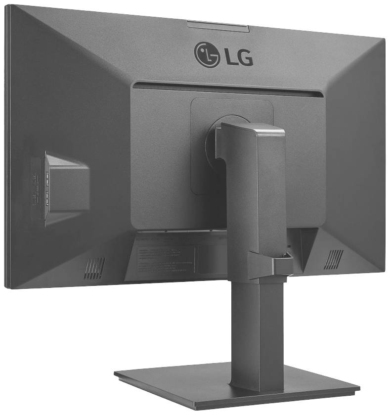 'Rückansicht eines LG-Computerbildschirms mit verstellbarem Standfuß.'