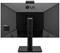 Rückansicht eines LG-Computermonitors mit rechteckigem Standfuß, schwarzem Gehäuse und zentralem Befestigungspunkt.