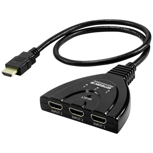 Thumbnail - SpeaKa Professional SP-HDSW-200 3 Port HDMI-Switch Ultra HD-fähig 7680 x 4320 Pixel