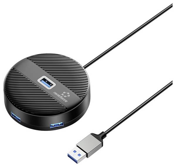 Renkforce RF-6266640 USB-Hub 4 Port USB-A USB 3.0 5 GBit/s  Schwarz (matt) RF-USBH-400