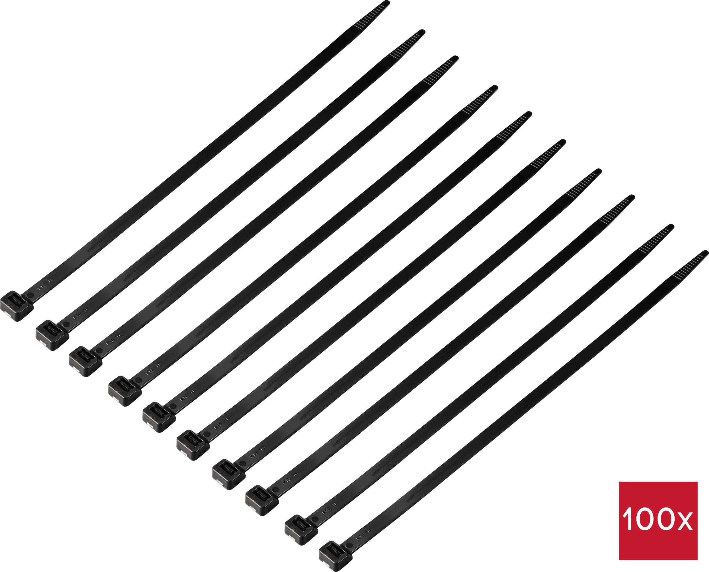 TRU COMPONENTS TC-12533364 Kabelbinder 300 mm 7.6 mm Schwarz 100 St.