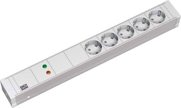Bachmann 333002 19 Zoll Netzwerkschrank-Steckdosenleiste 1.5 HE Schutzkontaktsteckdose Überspannungsschutz Weiß