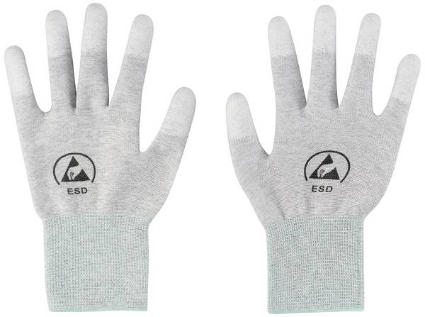 TRU COMPONENTS ESD-Handschuh mit Beschichtung an den Fingerspitzen Kleider-Größe: M Polyamidfaser, PU-Beschichtung