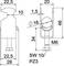 Technische Zeichnung eines Metallbeschlags mit Maßen: 22,5x28 mm Basis, 46 mm Höhe. Schraubenloch M6, Innensechskant SW 10/PZ3.